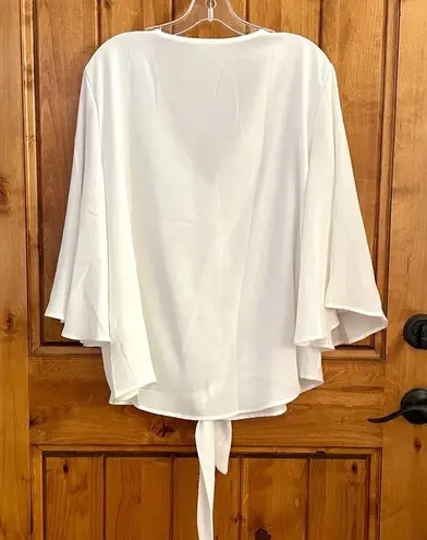 Plus size 2XL, eggshell color, angel wings sleeves, button down top