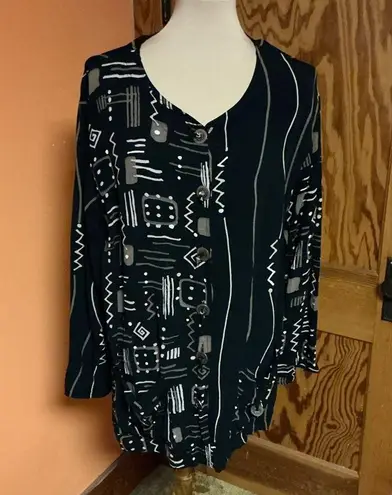 Chico's Vtg 90s Design Op Art Cover up Jacket