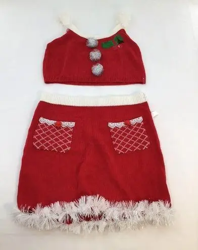 love on a hanger  Ugly Christmas Skirt & Top Womens Size Large Red/White Tinsel