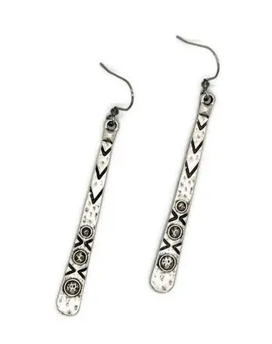 The Bar Antique Silver Earrings Long Silver Geometric Earrings