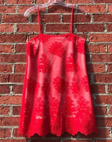 Show Me Your Mumu Vibrant Red  Risque Mesh & Embroidered Lace Slip Dress