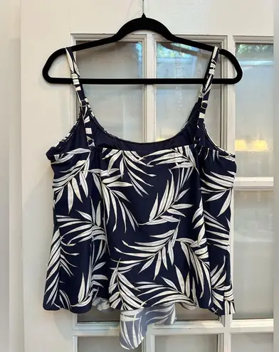 Maxine of Hollywood Gold Leaf Two Tiered Ruffle Tankini Swim Top Plus Size 16