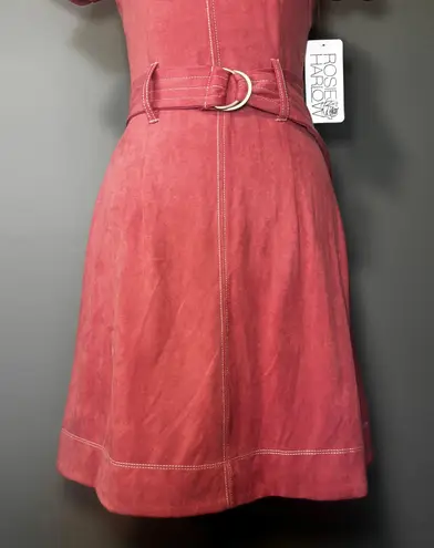 Rosie Harlow Faux Suede Fit &Flare Dress Womens Size Small Stretch Pink Belted