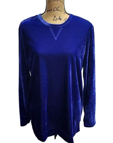 Comfort Corner Velvet Top Long Sleeve Crew Neck Pullover Royal Blue Size M Size M