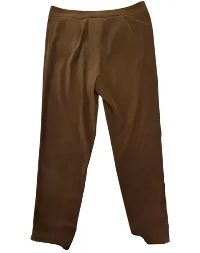 J. McLaughlin Chocolate Brown Straight Leg Flat Front High Rise Faux Suede 10