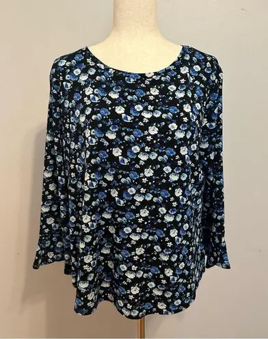 Elle Blue Floral Longsleeve Top Size L