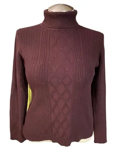New York Style & Company Brown Cable Knit Turtleneck Sweater Size XL
