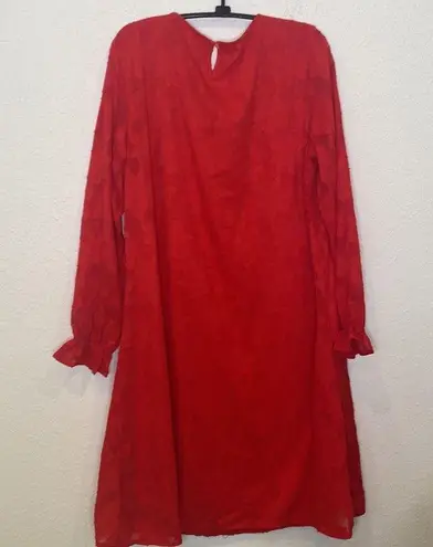 Roolee Women’s Red Midi Dress Floral Detail NWT Sz M Polyester Shift Style