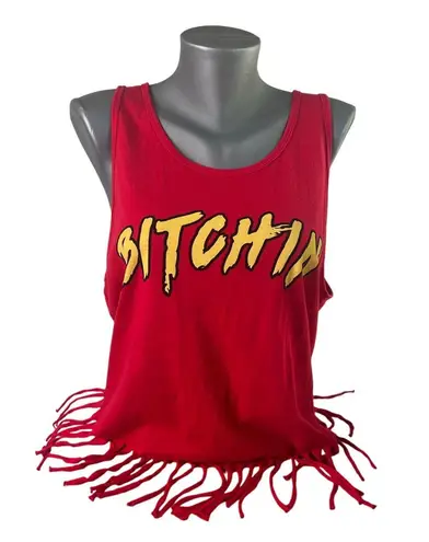Superluxe Hulk Hogan Women's Red Tank Top Cut Fringe Bottom Size Large