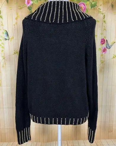 MARNIE WEST Vintage Black Gold Beaded Sweater Size M Size M