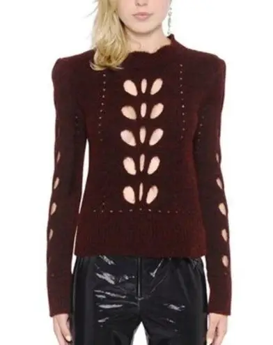 Isabel Marant Ilia Cut Out Alpaca and Mohair Blend Bordeaux Sweater Size 38