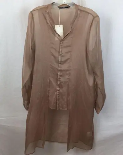 Zeuselen Taupe Sheer Long Sleeve Duster Top L NEW Size L