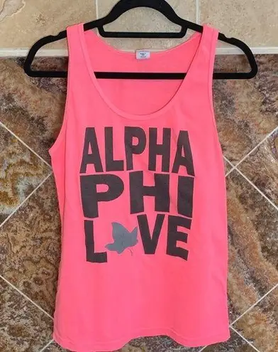 American Apparel Women's Hot Pink Alpha Phi Ivy Leaf Love Tank Top Size Medium