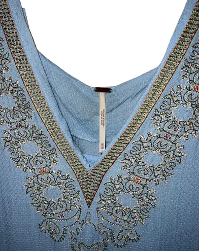 Free People  Wild One Embroidered Blue Tunic/Dress