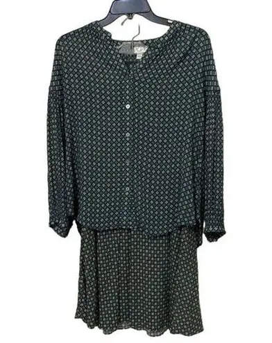 J. Jill Green Floral Print Midi Skirt & Matching Blouse Womens Size Small Career