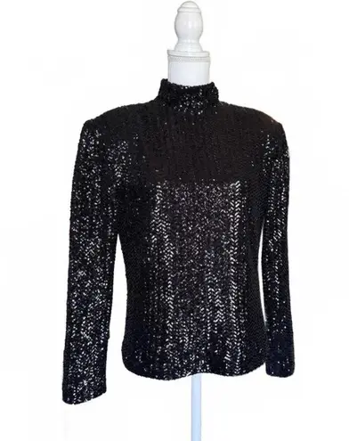 ANINE BING Josephine Black Sequin Top, Small