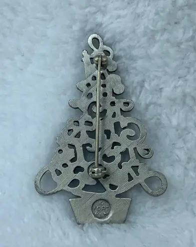 FORT USA Merry Christmas Tree Holiday Jewelry Pin Brooch Silver Color Unisex