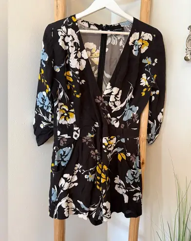 Yumi Kim Liz Floral Romper in Love Triangle Black Small