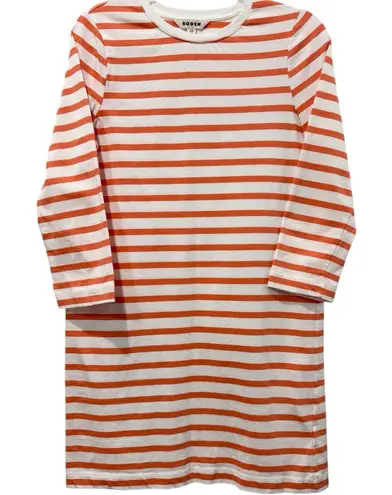 Boden Orange & White Striped 100% Cotton Knit Jersey Crew T
