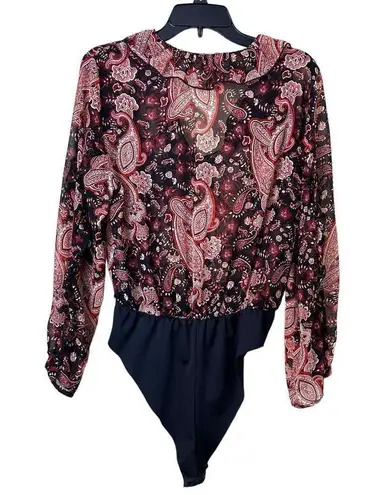 ZARA  Floral Paisley Print Ruffled bodysuit Size Large