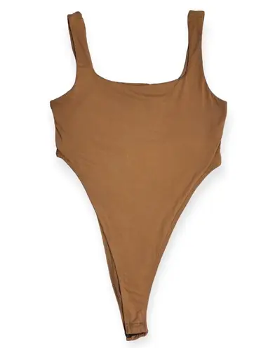 Women’s Brown Seamless Ultra High Leg Square Neck Bodysuit Size L