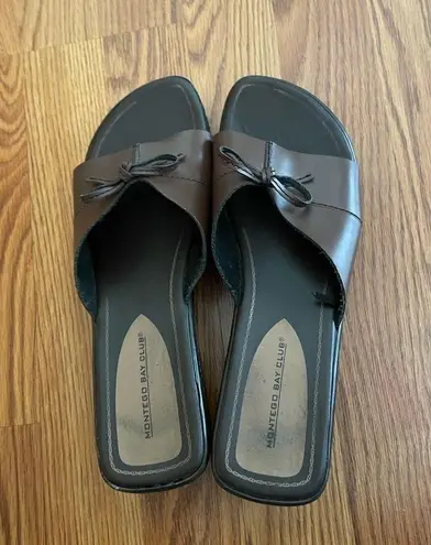 Montego Bay Club  Wedge Slip On Slides Size 10 Color Brown - Image 5