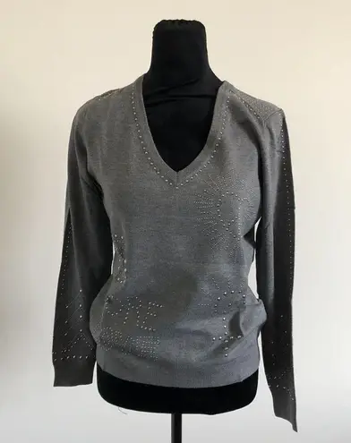 Desigual Womens Sweater S Gray Kensington V-neck Long Sleeve Knit NWT