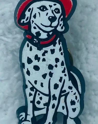 Firehouse Dalmation Dog Fire Hat Tie Tack Lapel Pin Jewelry Brooch Plastic