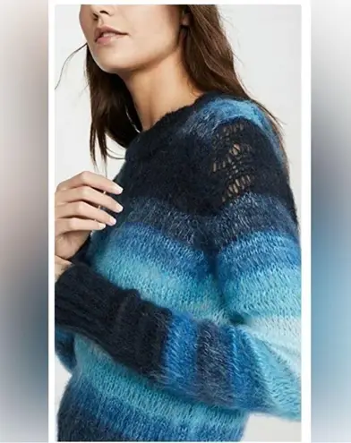 Ba&sh Blue Stripe Boo Open Loose Knit
Mohair Wool Blend Pullover size 6
