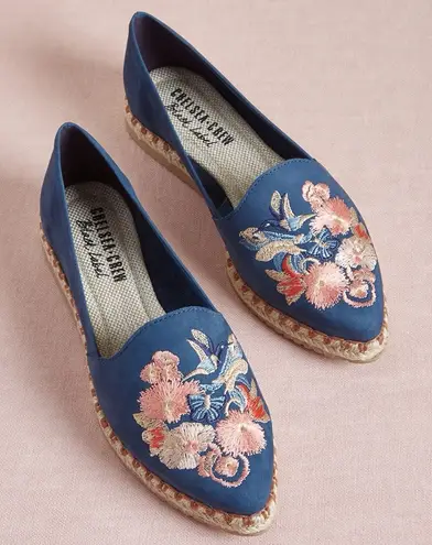 Chelsea Crew | Size 8 Blue Floral Embroidered Flats