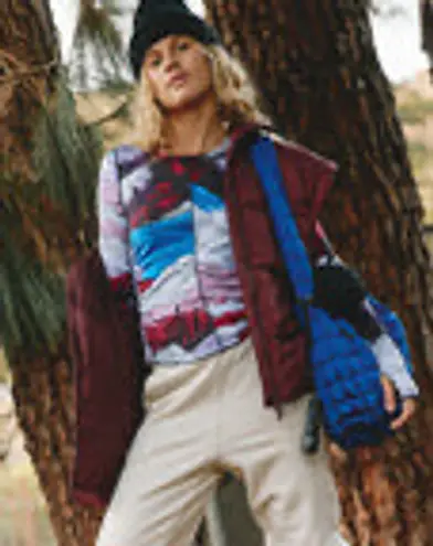 Free People  Movement Women's Printed Right On Run Long Sleeve Layer Twighlight Combo Size Small NWT MSRP $68  - Image 3