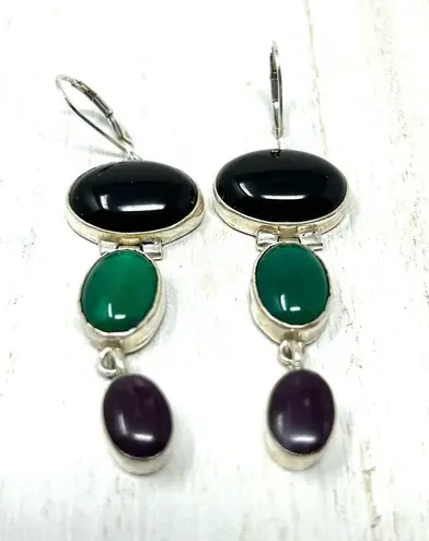 Onyx TAXCO , gemstones dangle earrings