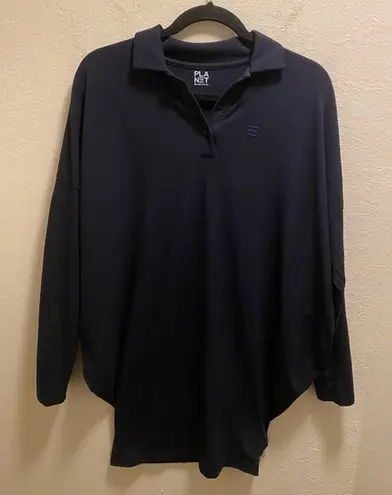Planet By Lauren G Navy Blue Polo Shirt Knit Dress One Size Fits Most