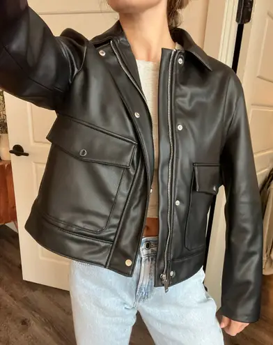 ZARA Faux Leather Cropped Jacket in Small