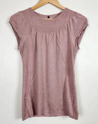 Elie Tahari Silk Cashmere Knit Small Petite Mauve Pink Ruched Blouse Soft Luxury