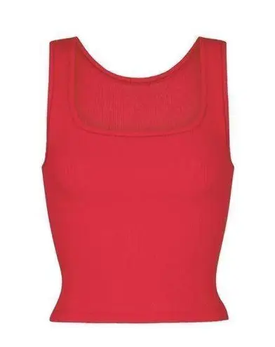 SKIMS COTTON RIB TANK TOP IN RED size L NWT