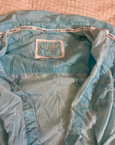 Guess SM  Light Bleach Blue Long Sleeve Button Up - Image 3