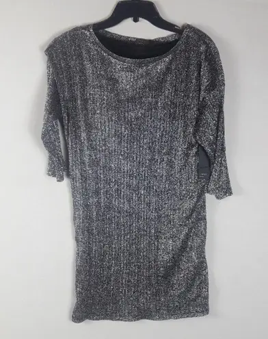 Free Press Metallic Dolman Shift Dress Gray Silver