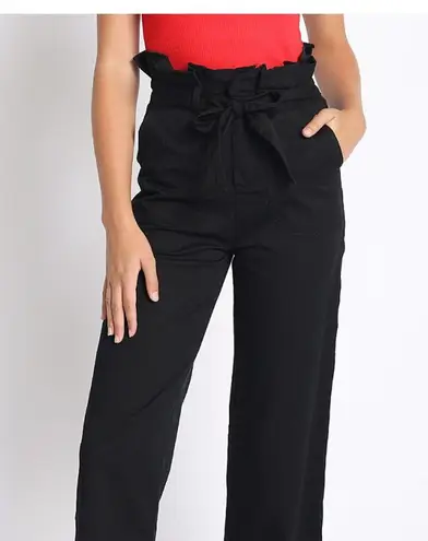 Sans Souci Paper Bag Side Stripe Black Pants Raw Hem Small Relaxed Skater