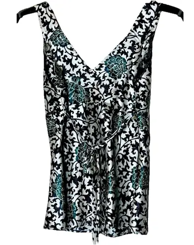 Apostrophe Y2K Satin Top Lace V-neck Lace blouse M Black/green/ White