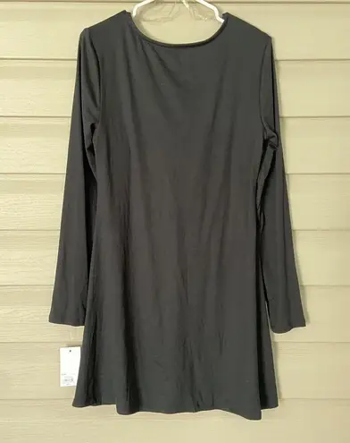  Sonoma Black Long Sleeve Mini Dress Bow Flowy A Line NWT Minimalist