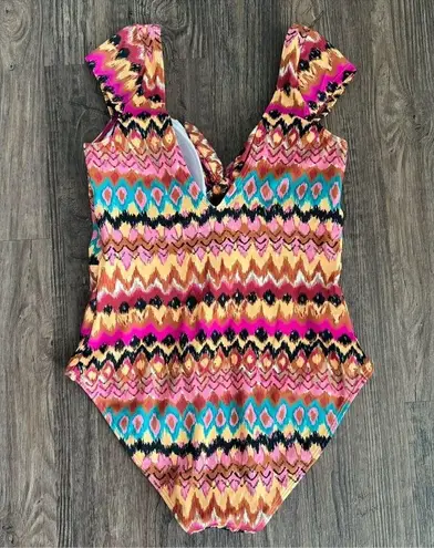 Boden Aztec Cap Sleeve One Piece Swimsuit 10 Pink