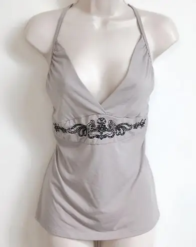 🆕 Bogari silk beaded plunging camisole tank top Size M