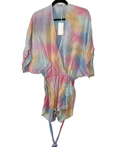 Indah  x REVOLVE Sunday romper pastel tie dye kimono sleeves and surplice top