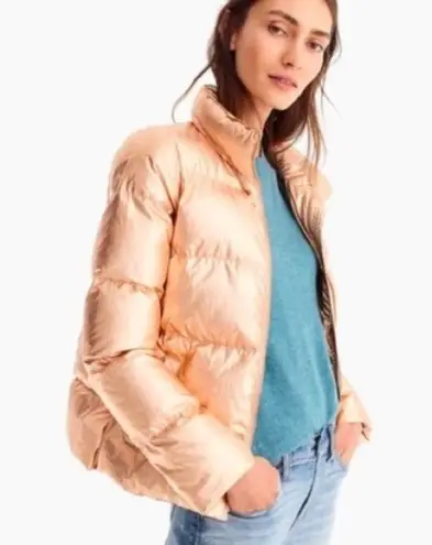 J.Crew  Rose Gold Metallic Puffer Jacket Size M