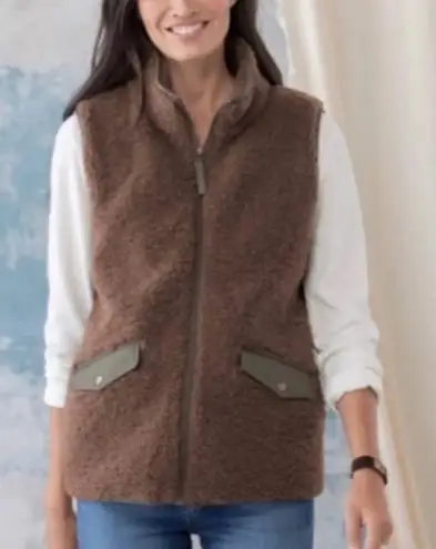 Sundance Kaia Sherpa Vest Brown & Green Teddy Vest
