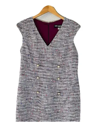 Karl Lagerfeld Paris Womens Tweed Double Breasted Dress Size 10 NWT Quiet Luxury