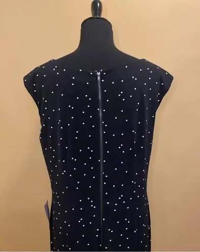 Gabby Skye 🛍️ Black White Sleeveless Polka Dot Fit & Flare Midi Dress 16 NWT