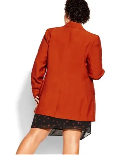 City Chic Blazer Essence Longline Jacket in Rust Orange-Red Sz 24 (XXL) NWT