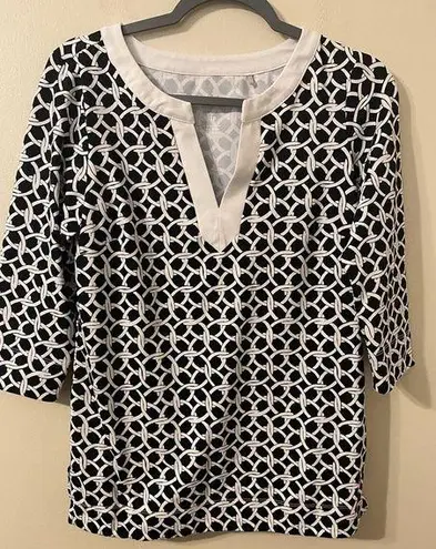 Tommy Bahama Womens  Island Zone Black White Geometric Tunic Size XS